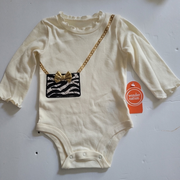 Wonder Nation Cream and Gold Zebra Print Kids Set. 3-6 months - Picture 3 of 4